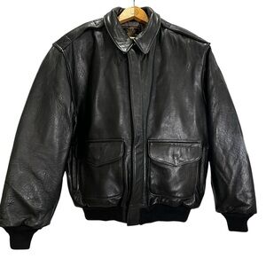 Cockpit USA Air Force Army A-2 2013 Black Leather 1945 Flight Jacket Lar…